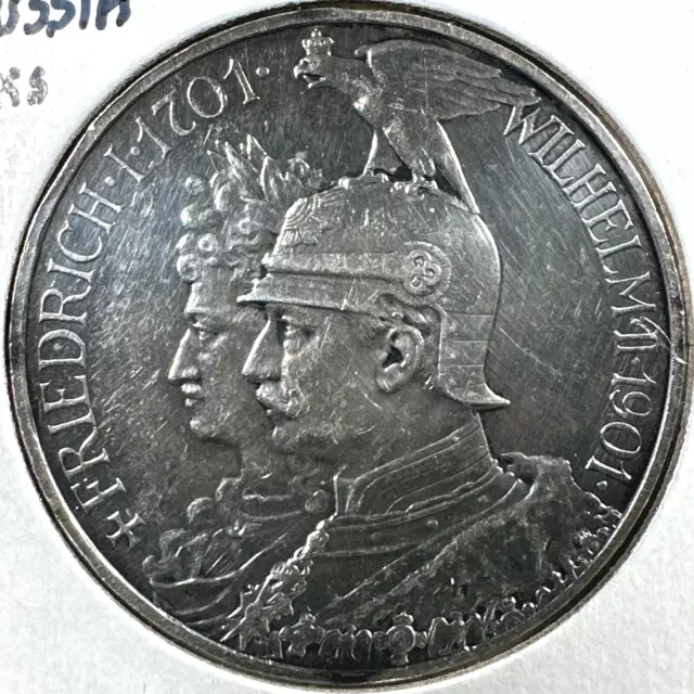 1901 German States Prussia SILVER PROOF 5 Marks, Wilhelm II, KM# 526 (77151)