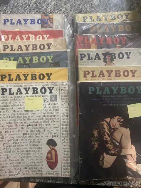 Vintage Playboy Magazine 1961 Full Year Complete Set Lot 12 Issues