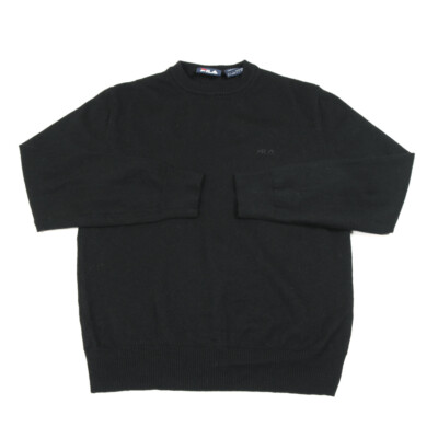 FILA NERO E GRIGIO VINTAGE Reworked Felpa Maglione-Taglia 50" petto 