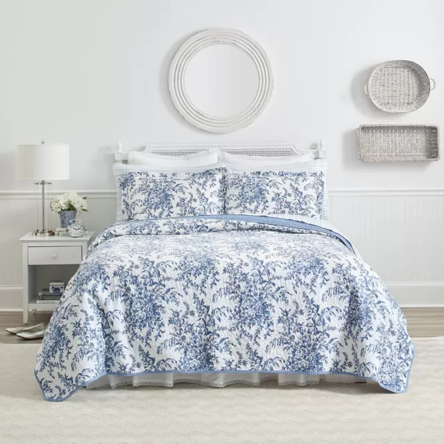 Laura Ashley Home - Queen Quilt Set, Reversible Cotton Bedding with Matching ...