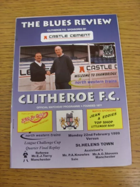 22/02/1999 Clitheroe v St Helens Town [North West Counties League Cup Replay] (E