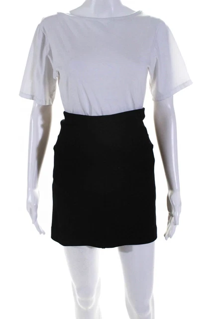 Diane Von Furstenberg Womens Wool Yoked Mini Trumpet Skirt Black Size 0 LL19LL