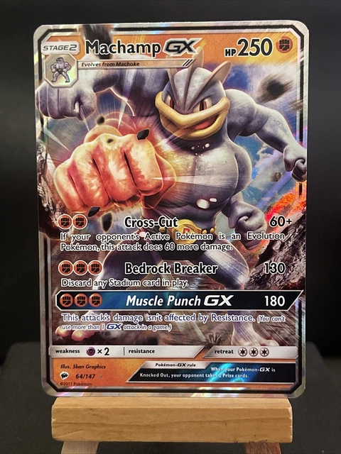 Pokemon Card Machamp GX 64/147 Burning Shadows Half Art Light Play