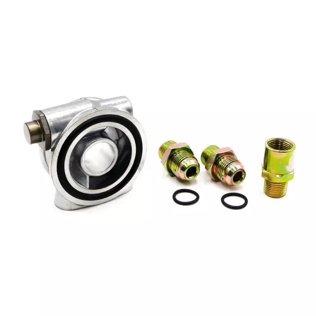 3/4-16 UNF Oil Filter Sandwich Plate +Thermostat Adapter AN10 Fitting Oil Cooler
