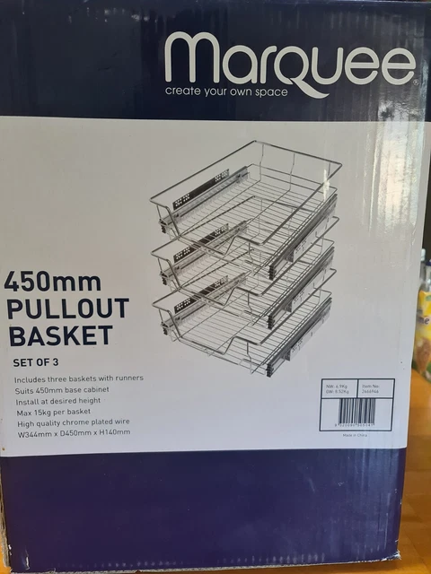 Marquee Pull out wire baskets 450mm Set Of 3