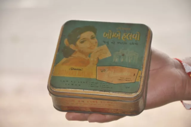 Vintage Special Bombay Halwa Chandu Sweets Ad Litho Tin Box