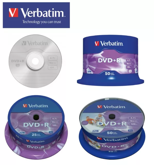 Genuine Verbatim DVD+R Blank Media 16x 4.7GB Various Discs Lot Simply the BEST !