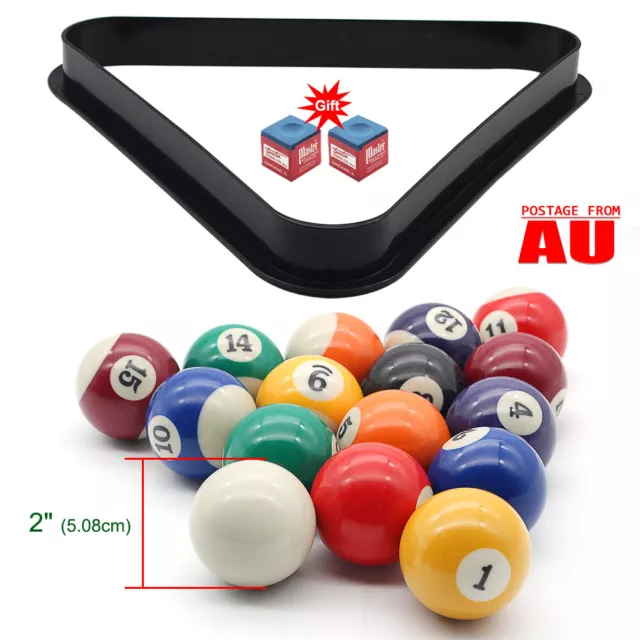 2''Inch Pool Balls 16 Billiard Balls Triangle Rack Complete Set For Pool Table