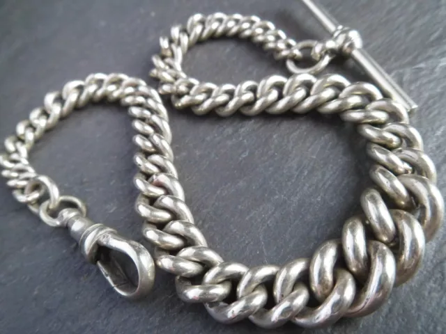 35g Antique Nickle Silver CHUNKY Graduated Albert Pocket Watch Chain