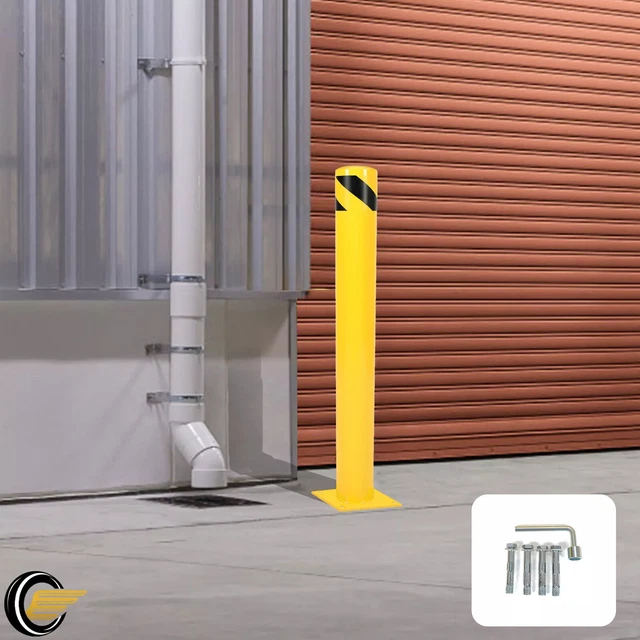 Safety Bollard Post Yellow Powder Coat Pipe Steel Safety Barrier 42" H 5" D