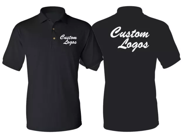 Personalized  Custom Screen printed  Polo Shirt logo or text Left Chest and Back