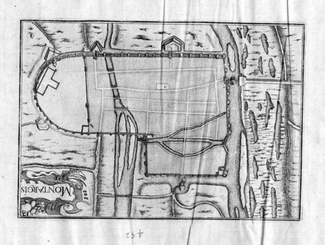 1630 Montargis Loiret Frankreich Kupferstich Karte map engraving gravure Tassin