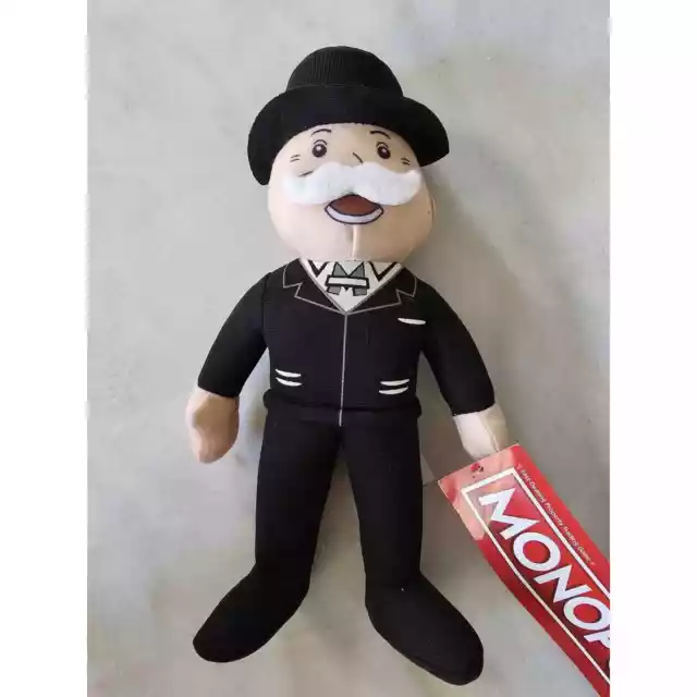 Monopoly Man Rich Uncle Pennybags Handlebar Mustache Plush Doll 10”