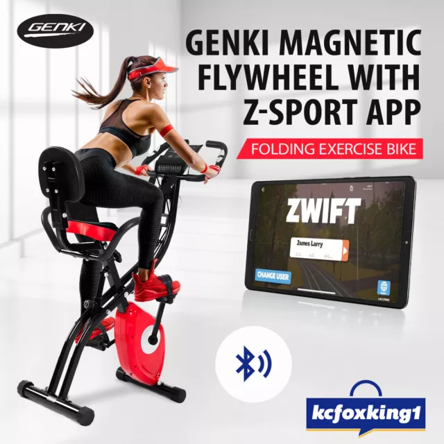 Genki Folding Exercise Bike Magnetic Upright Recumbent Home Fitness Gym w/APP