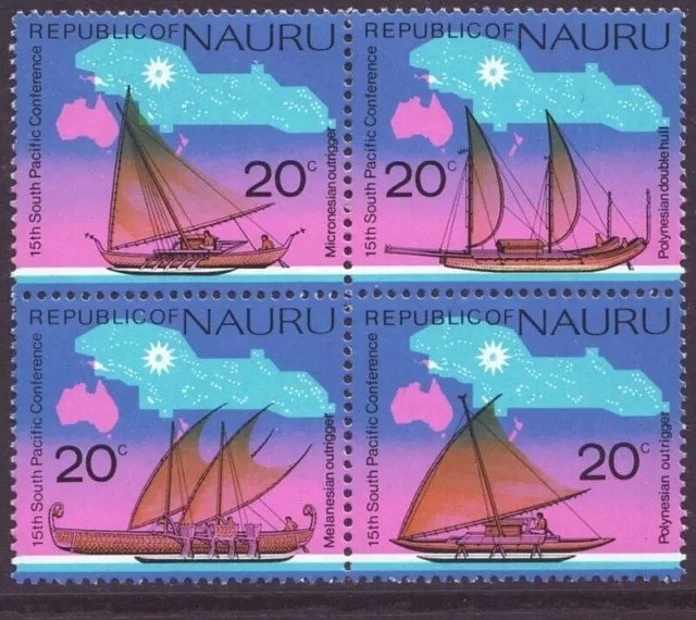 MINT 1975 NAURU 15th SOUTH PACIFIC CONFERENCE SHIPS BOATS STAMP BLOCK STAMP SET