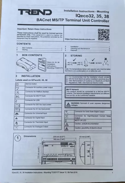 TREND IQE32/P/BAC/NOSTRATEGY/24VAC Terminal unit controller IQ ECO31 EC 031