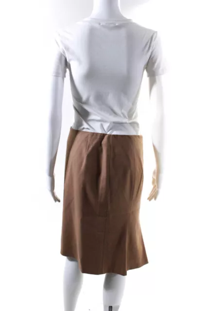 D EXTERIOR WOMENS Side Zip Knee Length Pencil Skirt Brown Wool Size IT ...