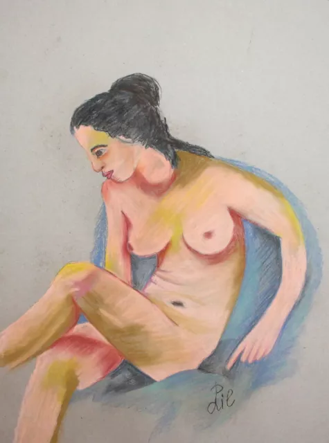 Female Pastel Painting Nude Portrait Signed 228 69 Picclick