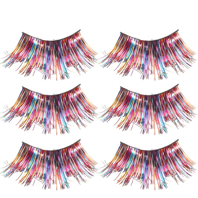 3 Paar bunte künstliche Wimpern, lockige Kunst-Wimpernverlängerung für