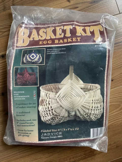 Kit completo de cesta de huevos, tejido, suministros, caña, patrón