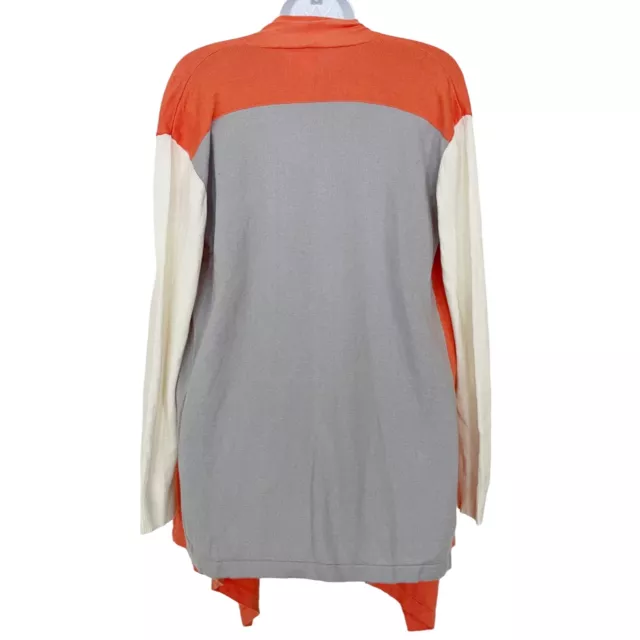 Matilda Jane Open Front Cardigan Sweater Small Coral Grey Cream Color Block