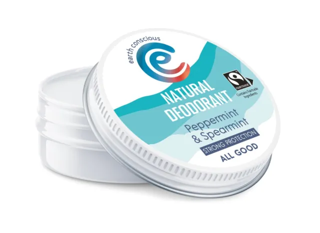 Earth Conscious Natural Deodorant Balm - Strong Protection Peppermint Fairtrade