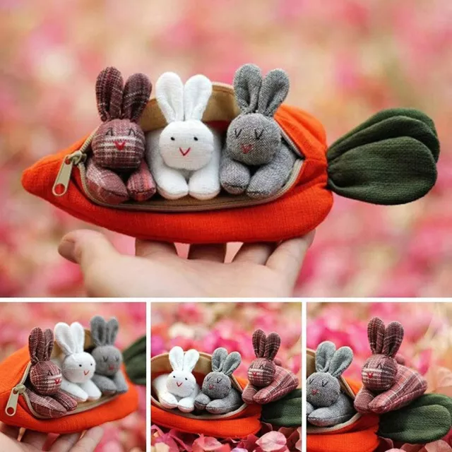 Three Rabbits Carrot Wallet,cute Rabbit Carrot Coin Purse, Fun  Ornament,christmas Decor,home Decor,party Decor,thanksgiving Gift - Temu