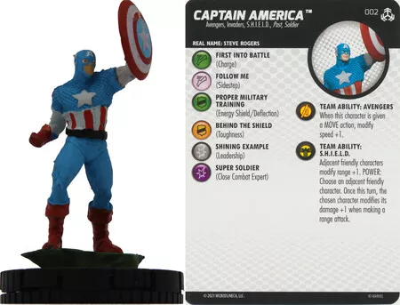 NM with Card HeroClix Captain America #002 Avengers: War of the Realms Marvel