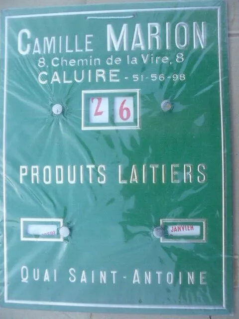 Ancien Calendrier Cartonnée: Camille MARION à Caluire PRODUITS LAITIERS an. 60