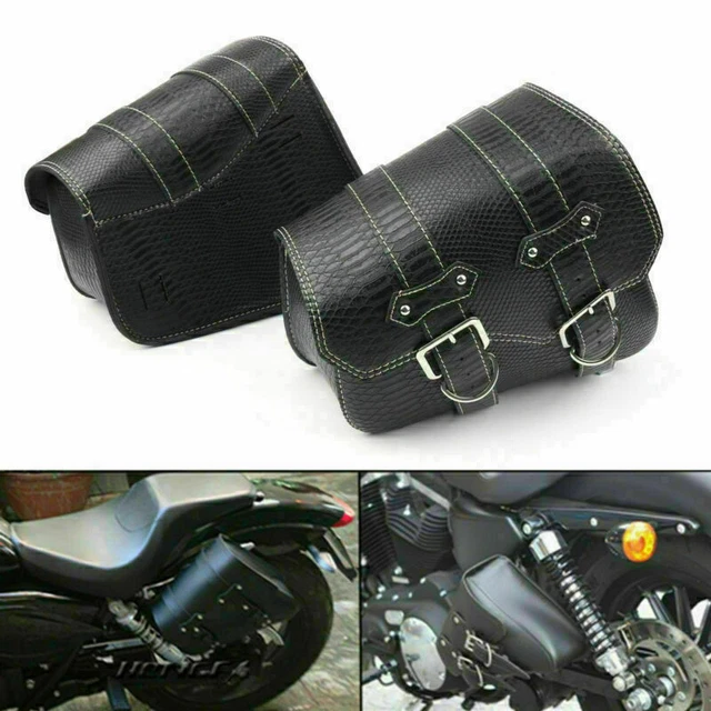 2x Saddlebags PU Crocodile Leather Pouch Bag fit for Sportster XL 883 1200 US