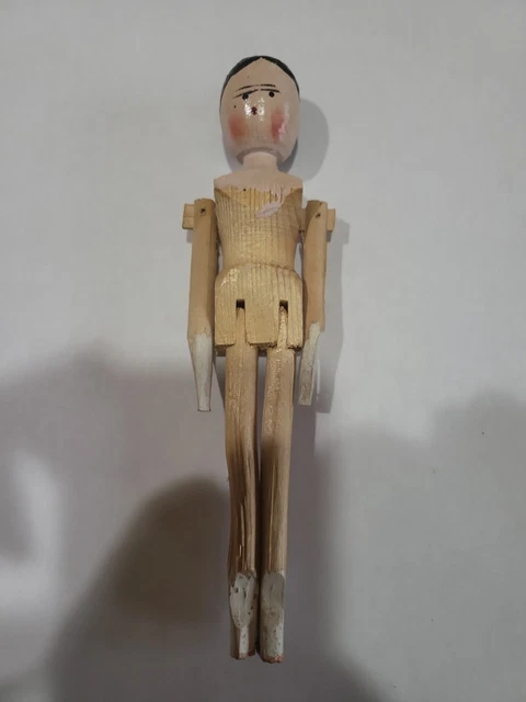 Vintage Doll Artist 6 1/2" Wooden Wood Peg Doll
