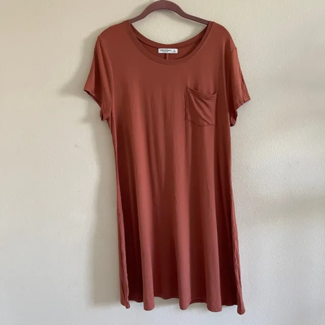 Arizona jean co women’s t shirt dress with pockets size XL brown copper color