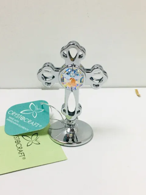 Swarovski Crystal Cross Ornament Chrome Plated Christening Communion Baptism 5*