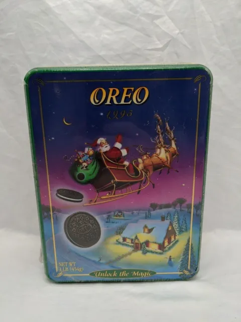 OREO 1995 UNLOCK The Magic Friend Of Santa Holiday Tin Sealed 6