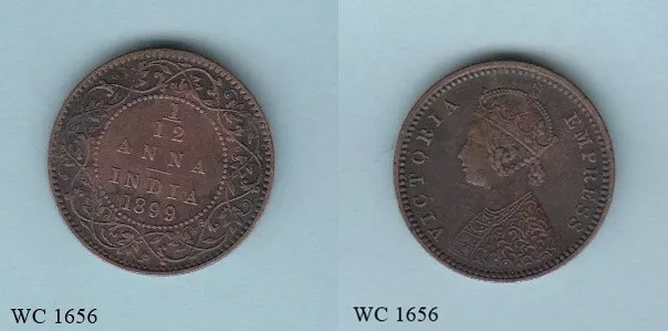 British India 1/12 Anna 1899 (Victoria) Coin
