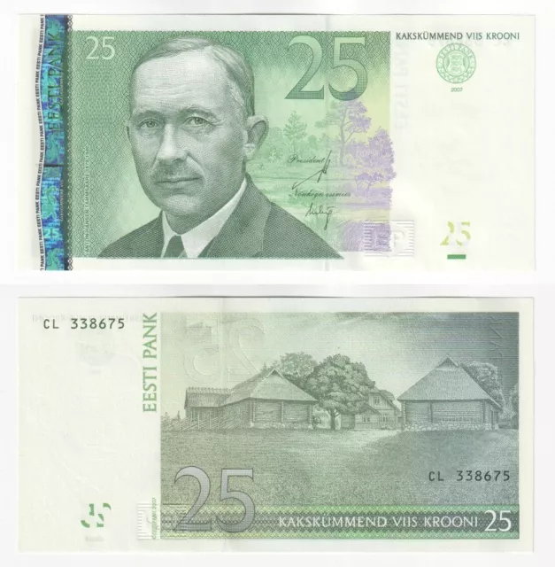 ESTONIA 25 Krooni Banknote (2007) P.87 - UNC