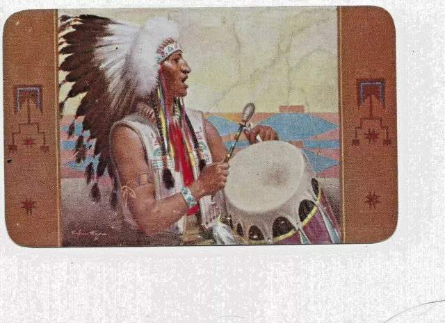 Santa Fe Railroad Railway 1953 Wallet Pocket Calendar indian chief