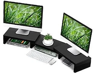 TAVR DUAL MONITOR Stand Riser Office Desktop Organizer Stand for 2 ...