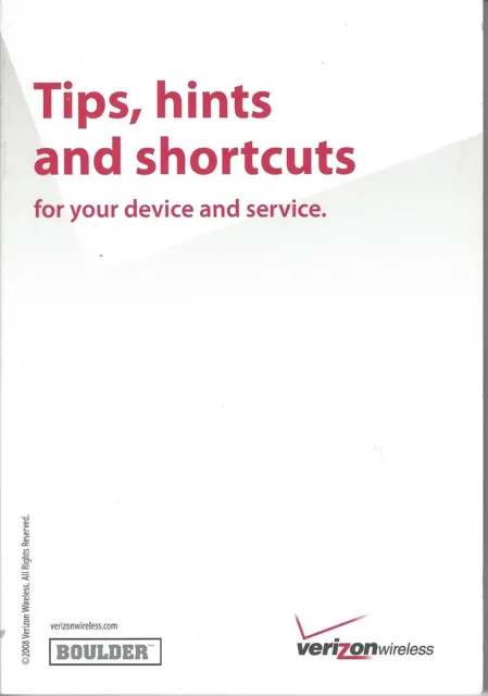 G'zOne Boulder Tips Hints and Shortcuts Book/Manual Verizon Wireless Used