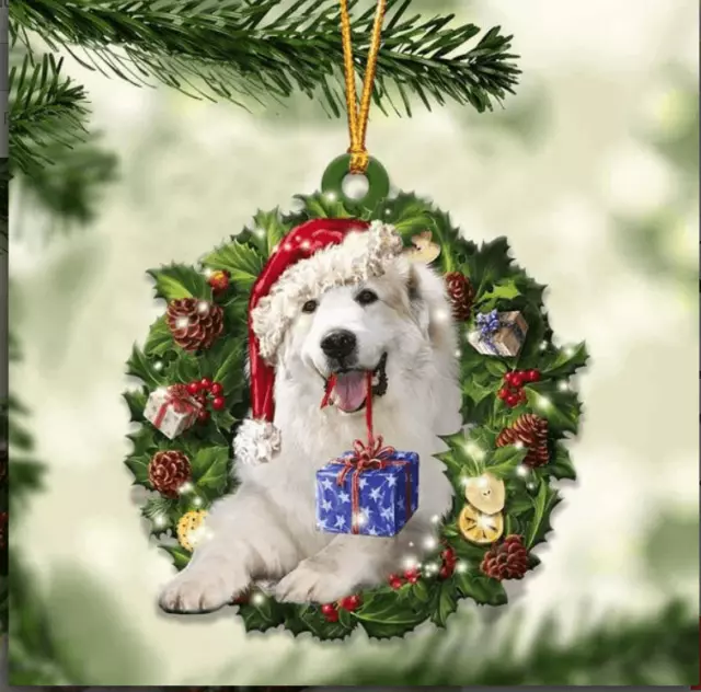 Great Pyrenees and Christmas Flat 2D Acrylic Ornament Christmas Gift Decoration
