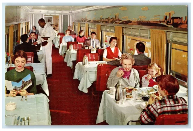 Union Pacific Railroad Dining Car Streamliner Chicago Or Denver Vintage Postcard
