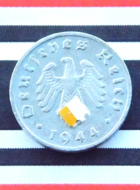 GERMAN Coin 1944 F 1 REICHSPFENNIG Zinc SWASTIKA 3RD REICH WW2 +RARE Pfennig Rpf