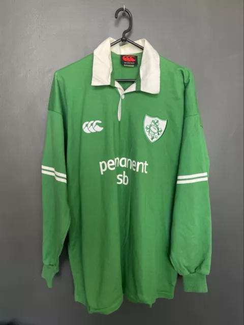 Ireland Rugby Union Jersey Canterbury Shirt Long Sleeve Vintage Size Xl Adult