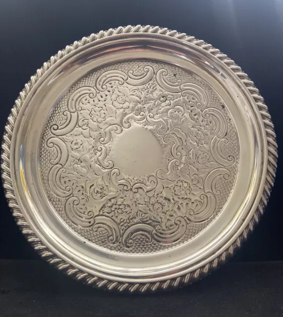 Georgian Silver Footed Salver/Card Tray with Gadrooned Border Sheffield 1825