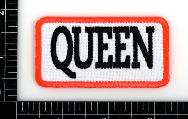 QUEEN EMBROIDERED PATCH White Canvas/NOrg Iron-On Sew-On Jacket ...