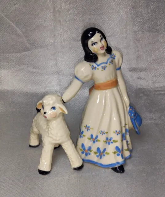 Mary and her Little Lamb Figurines Ceramic Arts Studio USA 1940-50s