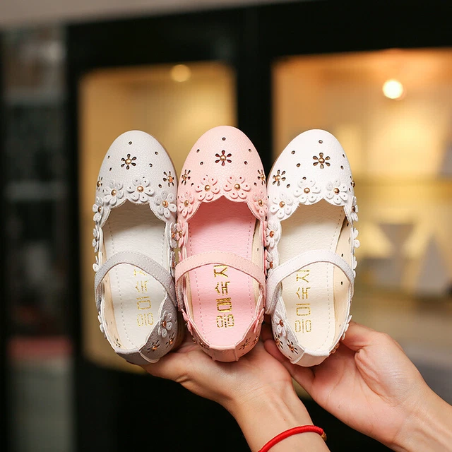 Scarpe da sposa principessa bambino fiore bambine in pelle festa danza principessa taglia 2