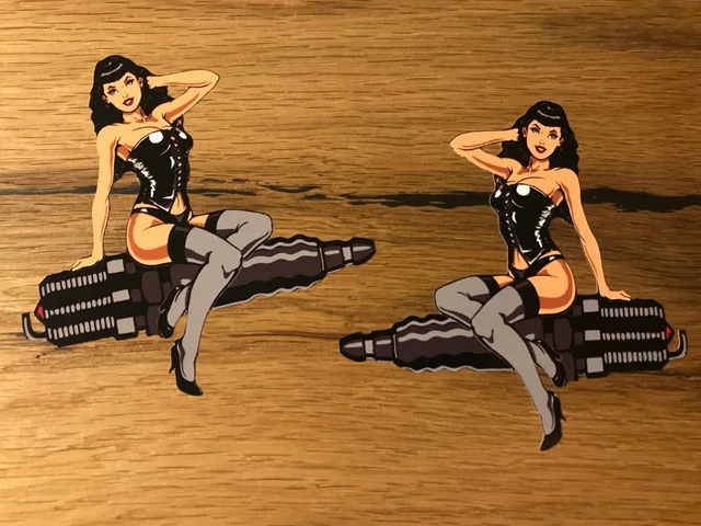 2x Sexy Girl Aufkleber Pin Up Oldtimer Motorrad Biker V2 Chopper Custom V8 #433