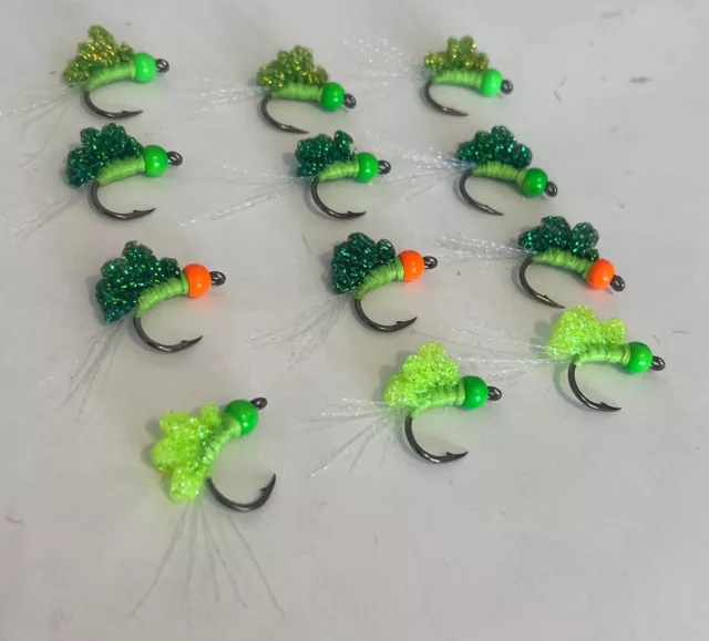 (12) UV Crystal Meth Fly - "HULK" - 5.5mm Tungsten - #4 Egg Hook - Steelhead