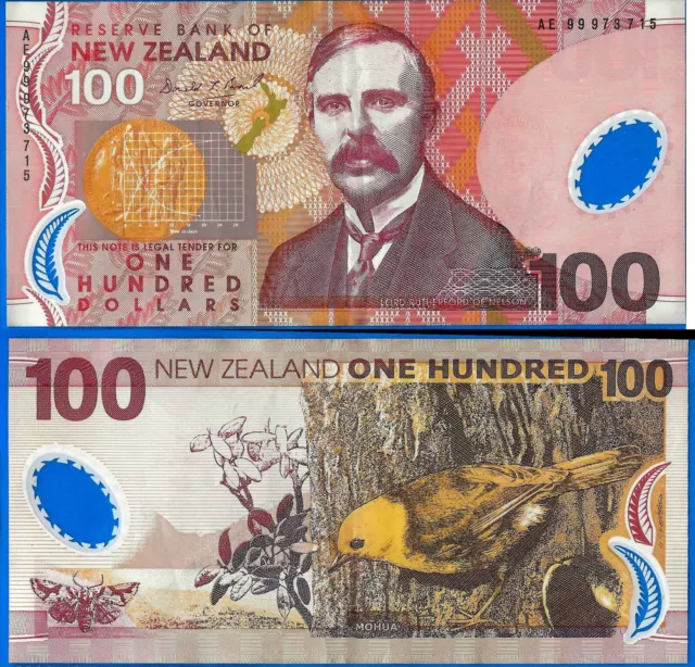 New Zealand 100 Dollars 2008 Prefix AE Bird Animal Bill Polymer FREE Ship World